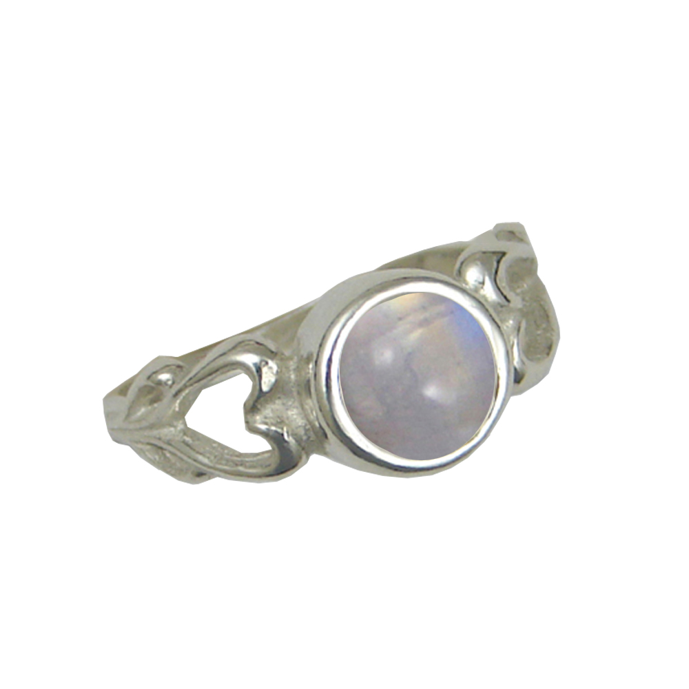 Sterling Silver When Two Hearts Are One Ring With Rainbow Moonstone Size 5